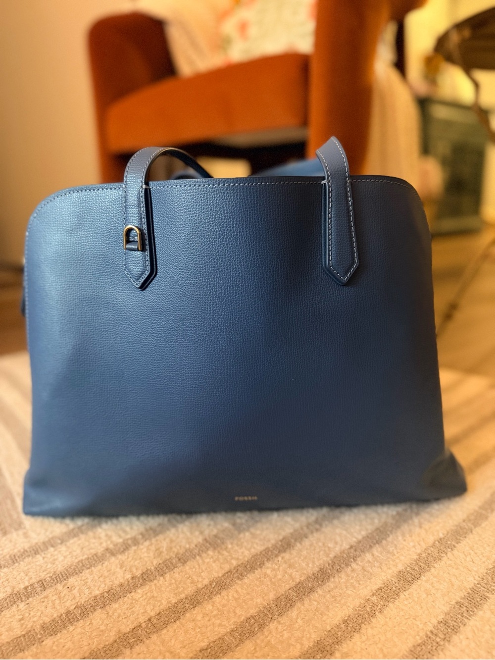 Fossil Classic teal Blue Leather Tote Bag